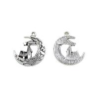 Zinc Alloy Jewelry Pendants, Moon, antique silver color plated, Unisex Approx 