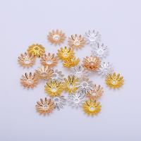 Латунный колпачок для бусин, Латунь, Форма цветка, высокое качество покрытием и никогда не увядает, DIY, Золотой, 10mm, продается PC