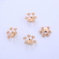 Brass Bead Cap, Snowflake, high quality gold color plated, DIY, golden, 16mm 
