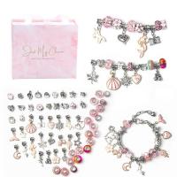 Set de perles Bracelet bricolage, alliage de zinc, chapeletcollier & pendentif, avec boîte de papier & cristal, Placage, DIY & émail, plus de couleurs à choisir Environ é, Vendu par fixé