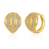 Brass Huggie Hoop Earring, 18K gold plated, fashion jewelry & micro pave cubic zirconia & for woman, golden 