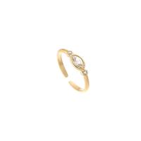 Titanium Steel Finger Ring, 14K gold plated, fashion jewelry & for woman & with cubic zirconia, golden, 20mm,7*5mm 