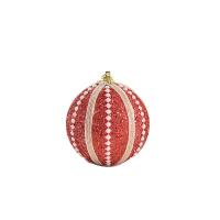 PE Foam Christmas Tree Decoration, with Sequins & Plastic Pearl, Round, Christmas jewelry 80mm 