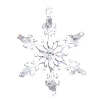 Acrylique Décoration d’arbre de Noël, flocon de neige, Bijoux de Noël, transparent, 45mm Vendu par sac