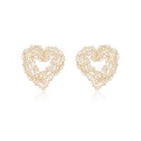 Cubic Zirconia Micro Pave Brass Earring, Heart, real gold plated, fashion jewelry & micro pave cubic zirconia & for woman & hollow 