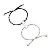 Bracelet de couple, Argent sterling 925, Placage, bracelet tressé & pavé de micro zircon, plus de couleurs à choisir, Vendu par PC