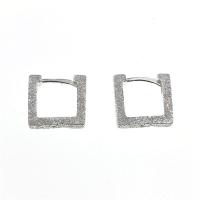 Sterling Silver Huggie Hoop Earring, 925 Sterling Silver, Square, sand blast, fashion jewelry & for woman, original color 