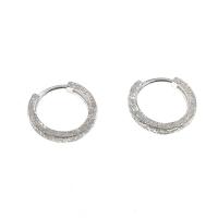 Sterling Silver Huggie Hoop Earring, 925 Sterling Silver, sand blast, fashion jewelry & for woman, original color, 13mm 