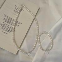 Sterling Silver Pearl Necklace, 925 Sterling Silver, with Freshwater Pearl, polished & for woman, original color 