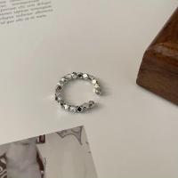 925 Sterling Silver Cuff Finger Ring, polished, Adjustable & for woman, original color 