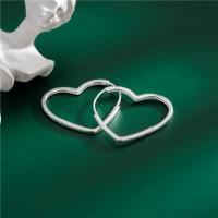 Sterling Silver Hoop Earring, 925 Sterling Silver, Heart, plated, fashion jewelry & for woman 