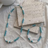 Collar de la joyería de la turquesa, Plata de ley 925, con turquesa, pulido, diferentes estilos para la opción & para mujer, azul, Vendido por UD