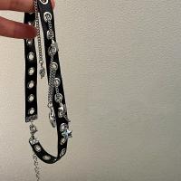 PU -Schnur-Halskette, PU Leder, mit Zinklegierung, Platinfarbe platiniert, Punk-Stil & für Frau, keine, Länge:ca. 15.7 ZollInch, verkauft von PC