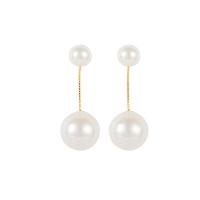 Freshwater Pearl Brass Earring, with Freshwater Pearl, gold color plated, micro pave cubic zirconia & for woman 