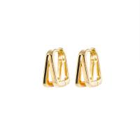 Brass Huggie Hoop Earring, 14K gold plated, for woman 
