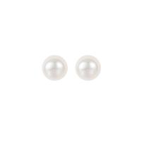 Freshwater Pearl Stud Earring, Brass, with Freshwater Pearl, gold color plated & for woman, white 