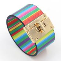PU Leather Cord Bracelets, with Zinc Alloy, printing, for woman 