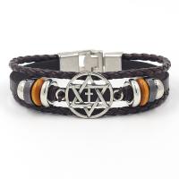 PU Leather Cord Bracelets, with Zinc Alloy, Unisex Approx 8.26 Inch 