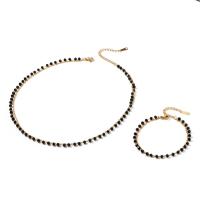 Glas Perlen Emaille Halskette, 304 Edelstahl, mit Glasstein, Vakuum-Ionen-Beschichtung, Modeschmuck & verschiedene Stile für Wahl & für Frau, zwei verschiedenfarbige, verkauft von Strang