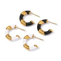 Stainless Steel Stud Earring, 304 Stainless Steel, Vacuum Ion Plating, fashion jewelry & for woman & enamel 