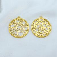 Zinc Alloy Hollow Pendants, Flat Round, gold color plated, Unisex Approx 