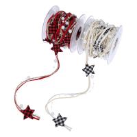 Christmas Ribbons, Polyester, with Cotton & Plastic Pearl, Star, Christmas Design & DIY 30mm 