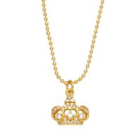 Cubic Zircon Micro Pave Brass Necklace, Heart, 18K gold plated & micro pave cubic zirconia & for woman, golden .9 Inch 