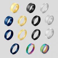 Titanium Steel Finger Ring, Donut, Vacuum Ion Plating, fashion jewelry & Unisex US Ring 