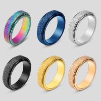 Titanium Steel Finger Ring, Donut, Vacuum Ion Plating, fashion jewelry & Unisex & frosted 6mm, US Ring 