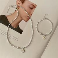 Sterling Silber Perlenkette, 925er Sterling Silber, mit Natürliche kultivierte Süßwasserperlen, poliert, verschiedene Stile für Wahl & für Frau, originale Farbe, verkauft von PC
