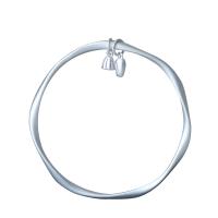 Brass Bangle, silver color plated, for woman & frosted, silver color, 60mm 