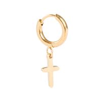 Huggie Hoop Drop Earring, 304 Stainless Steel, with zinc alloy pendant, Cross, Vacuum Ion Plating, for woman & hollow 23mm 
