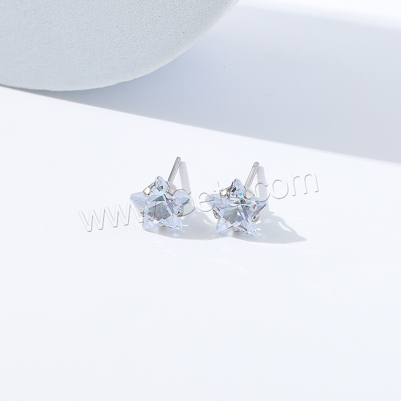 Rhinestone Stud Earring, 304 Stainless Steel, Star, Vacuum Ion Plating, different size for choice & for woman & with rhinestone, more colors for choice, Sold By PC