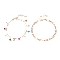 alliage de zinc Set de bracelet, avec Seedbead, Placage de couleur d'or, multicouche & pour femme & avec strass, plus de couleurs à choisir Environ 7.5-7.6 pouce, Vendu par fixé