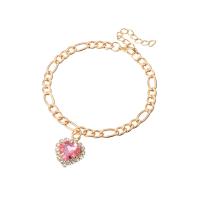 Cubic Zirconia Zinc Alloy Bracelet, with 1.96inch extender chain, Heart, gold color plated, micro pave cubic zirconia & for woman Approx 7.8 Inch 