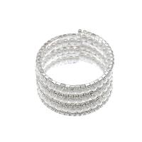 Rhinestone Zinc Alloy Bangle, with Plastic Pearl, platinum color plated & for woman & with rhinestone 