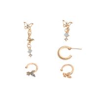 Zinc Alloy Earring Set, with Resin, Butterfly, gold color plated, 4 pieces & for woman & with rhinestone, 10-30mm 