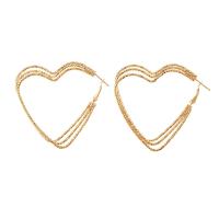 Zinc Alloy Hoop Earring, Heart, gold color plated, for woman & hollow 