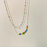 Collar de la joyería de cristal de Murano, con metal, chapado, Estilo coreano & para mujer, más colores para la opción, longitud:aproximado 16-18 Inch, Vendido por UD