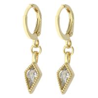 Huggie Hoop Drop Earring, Brass, gold color plated, micro pave cubic zirconia & for woman, 30mm 