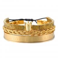 Titanium Steel Bracelet & Bangle, Vacuum Ion Plating, three pieces & fashion jewelry & for woman 