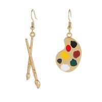 asymmetrische Ohrringe, Zinklegierung, goldfarben plattiert, Modeschmuck & für Frau & Emaille, farbenfroh, 50x18mm, verkauft von Paar