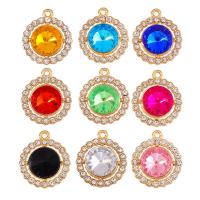 Crystal Zinc Alloy Pendants, with Crystal, Round, gold color plated, Unisex & with rhinestone Approx 