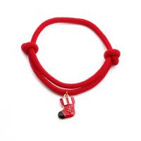 Brass Christmas Bracelet, Polyester Cord, with Zinc Alloy, gold color plated, Christmas jewelry & adjustable & for woman & enamel, red cm 