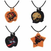 Halloween Necklace, Acrylic, with Wax Cord, Halloween Design & for woman .75 Inch 