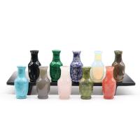 Gemstone Decoration, Vase, Carved, 12 pieces & random style, mixed colors 
