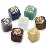 Gemstone Decoration,  Square, polished, 7 pieces & gold accent 16-18mm 