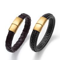 PU Leather Cord Bracelets, 316L stainless steel magnetic clasp, Vacuum Ion Plating, fashion jewelry & Unisex 