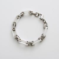 Titanium Steel Bracelet & Bangle, with Porcelain, Vacuum Ion Plating, patchwork & fashion jewelry cm 