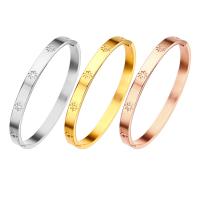 Titanium Steel Bangle, Donut, Vacuum Ion Plating, fashion jewelry & Unisex & micro pave cubic zirconia 6mm, Inner Approx 58mm 